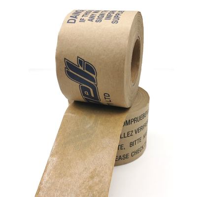 L'eau a activé la bande imprimée faite sur commande de Brown Papier d'emballage pour le cachetage de carton