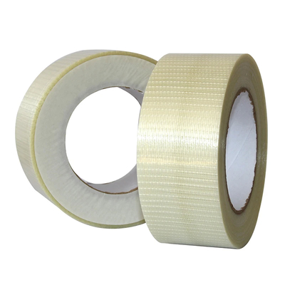 Rubber Hot Melt Double Sided Bi directionnel de la fibre de verre de la maille croisée du ruban pour l'emballage de rétrécissement